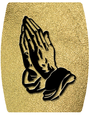 DNSHEND 516 BK SH GD Black Praying Hands Shimmer Gold